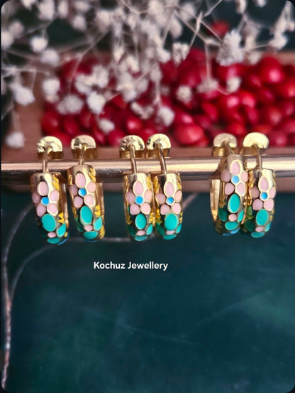 EAR1277-Anti Tarnish Enamel Hoops