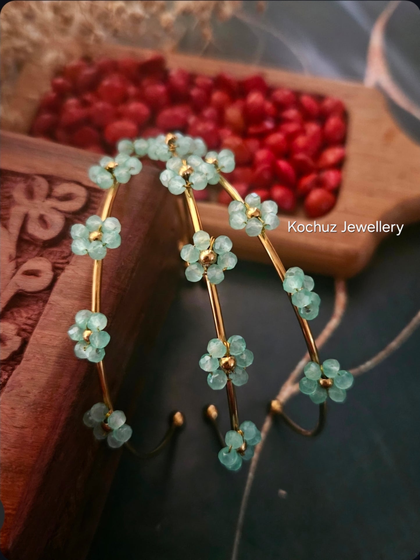 BANG1362 - Flower Anti Tarnish Bangles green