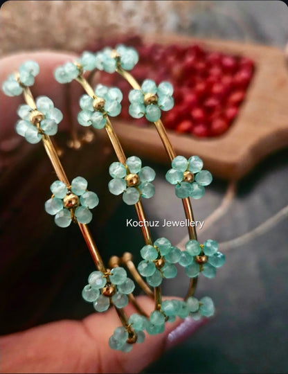 BANG1362 - Flower Anti Tarnish Bangles green