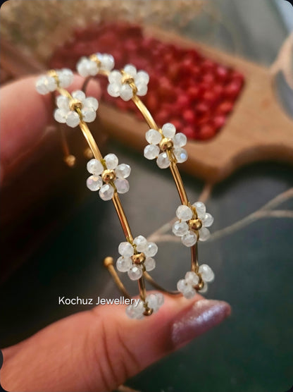 BANG1359 - Flower Anti Tarnish Bangles white