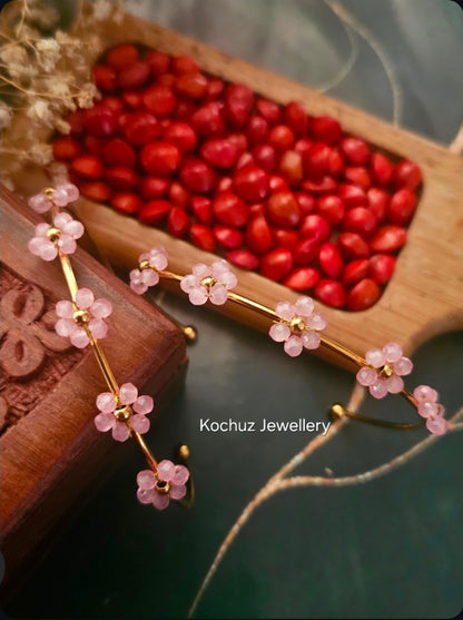 BANG1360 - Flower Anti Tarnish Bangles peach