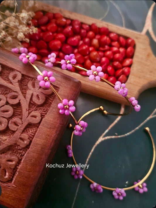 BANG1361 -Flower Anti Tarnish Bangles violet