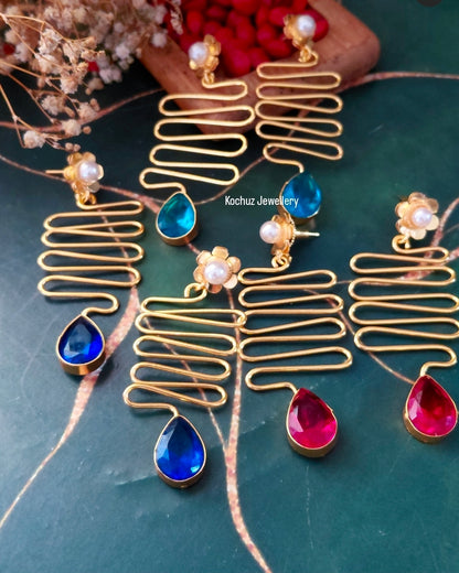 EAR1314 - Glass Stone Minimal Earrings