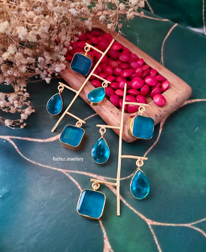 EAR1317 - Glass Stone Minimal Earrings