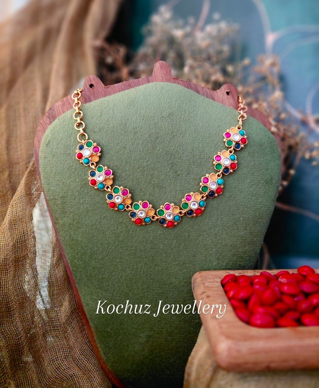 NECK1561- Premium Floral Polki Neckpiece