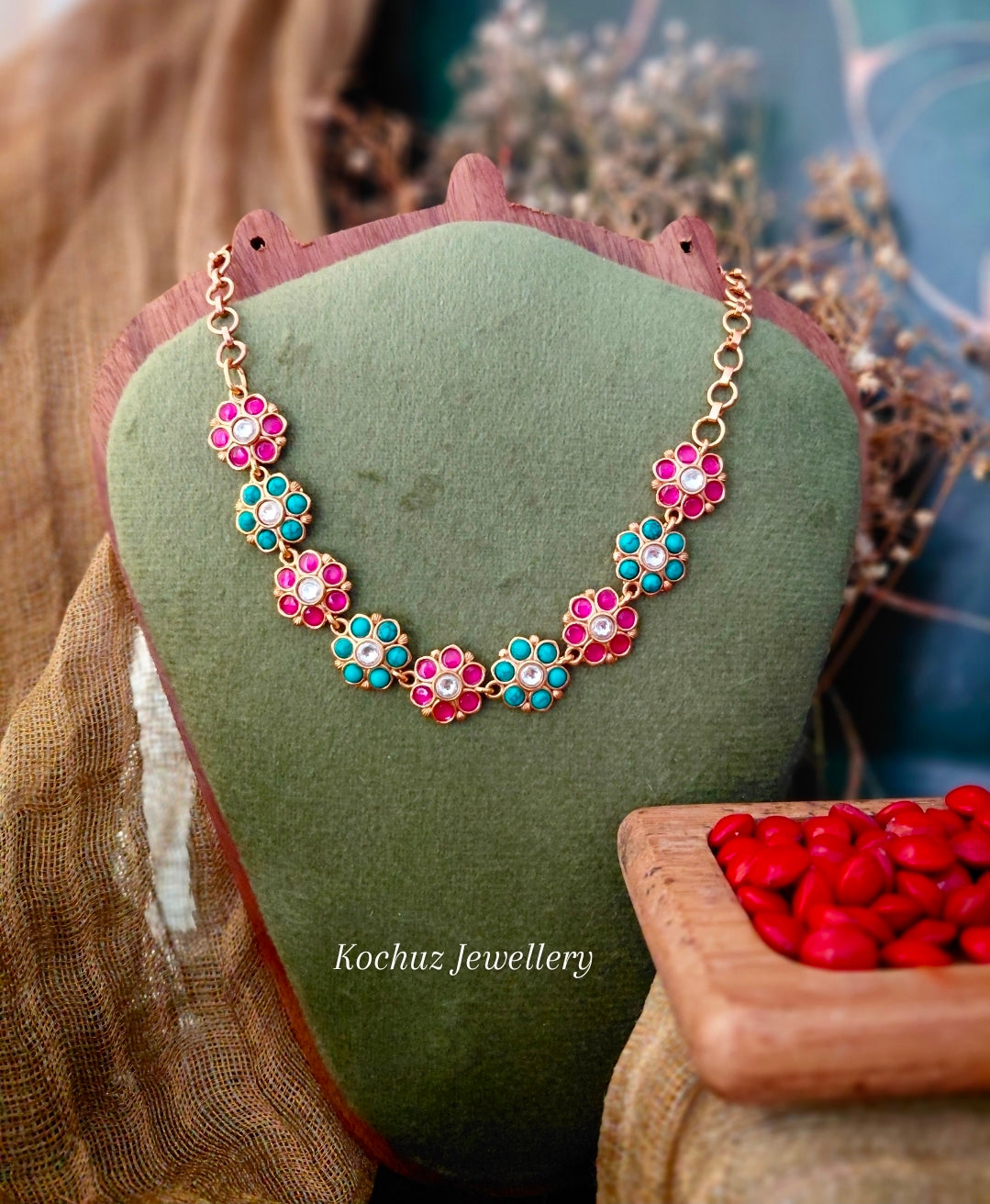 NECK1558 - Premium Floral Polki Neckpiece