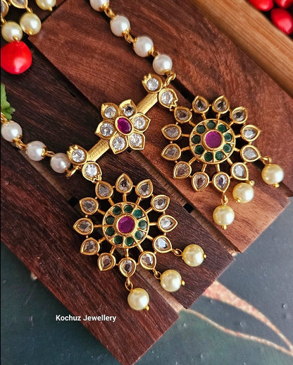 NECK1025 - Double Locket Pearl Neckpiece