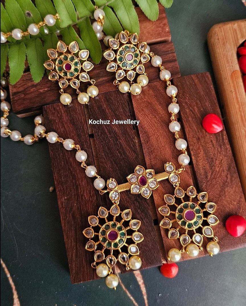 NECK1025 - Double Locket Pearl Neckpiece