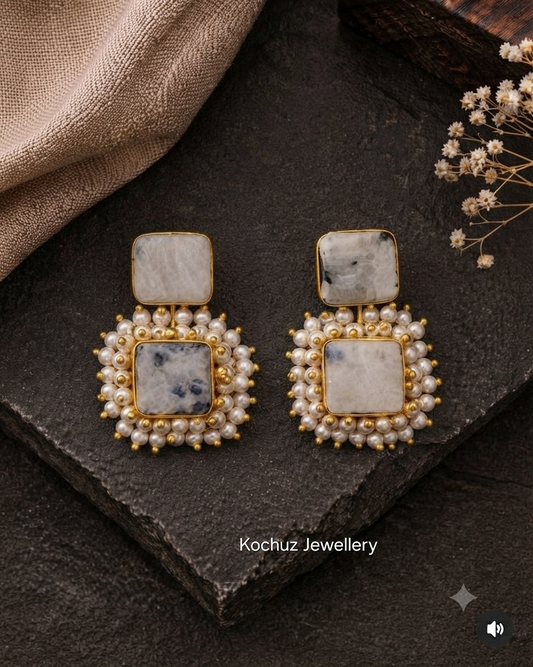 EAR1233 -Natural Stone Statement Earrings