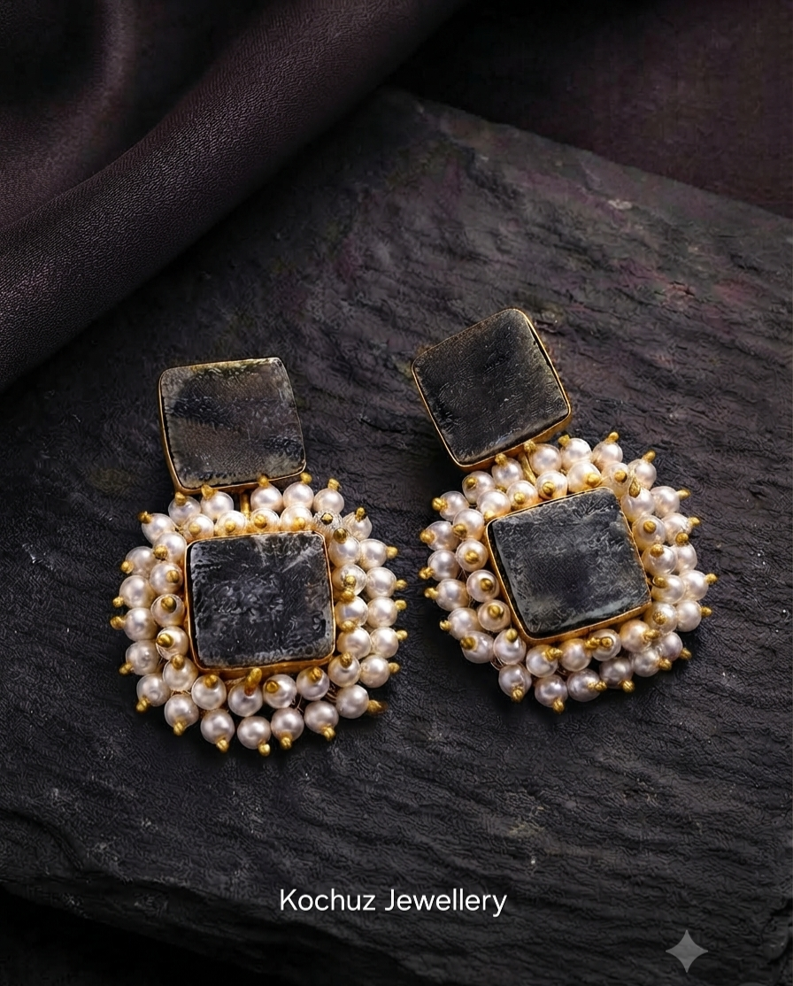 EAR1233 -Natural Stone Statement Earrings